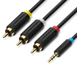Vention BCBBG Cable Estéreo BCBBG/ Jack 3.5 Macho - 3x RCA Macho/ 1.5m/ Negro, 1,5 m, 3 x RCA, 3 x RCA, Macho, Macho, Negro