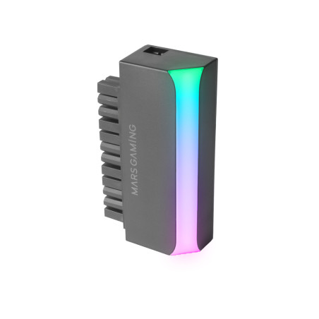 Mars Gaming MCAL24 MCA-L24, Adaptador ATX 24 PIN a 90°, Iluminación 5V 3-PIN ARGB, Adaptador de Alimentación para Placas