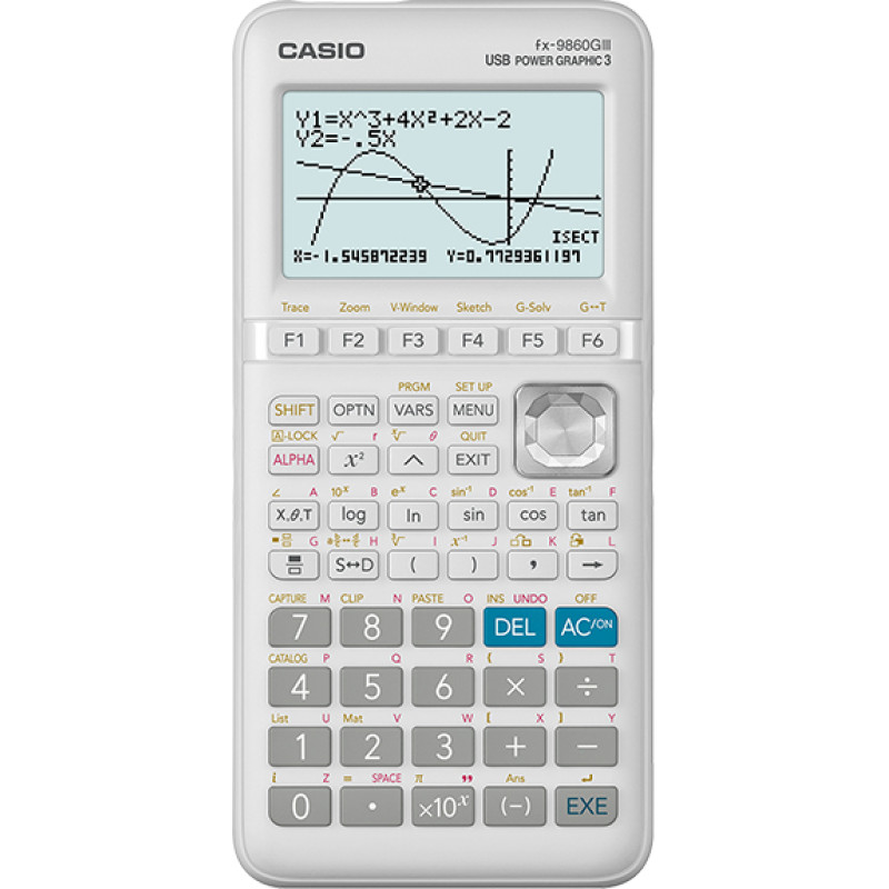 Casio FX-9860GIII FX-9860GIII, Bolsillo, Calculadora gráfica, Flash, Puerto USB, Batería, Blanco