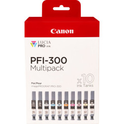 Canon 4192C008 PFI-300, Negro, Azul, Cian, Gris, Magenta, Foto negro, Foto magenta, Rojo, Amarillo, 10 pieza(s), Multipack