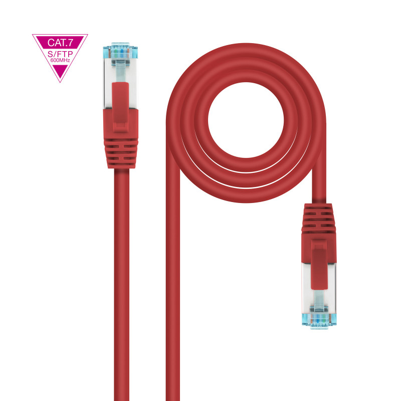 Nanocable 10.20.1700-L25-R Cable de Red Cat.7 600MHZ LSZH SFTP PIMF AWG26, Rojo, 25 cm, 0,25 m, Cat7, SF/UTP (S-FTP), RJ-45,