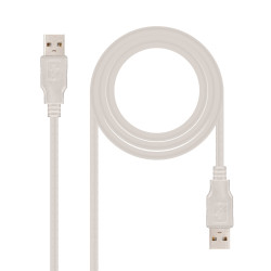 Nanocable 10.01.0302 CABLE USB 2.0, TIPO A/M-A/M, 1.0 M, 1 m, USB A, USB A, USB 2.0, Macho/Macho, Beige