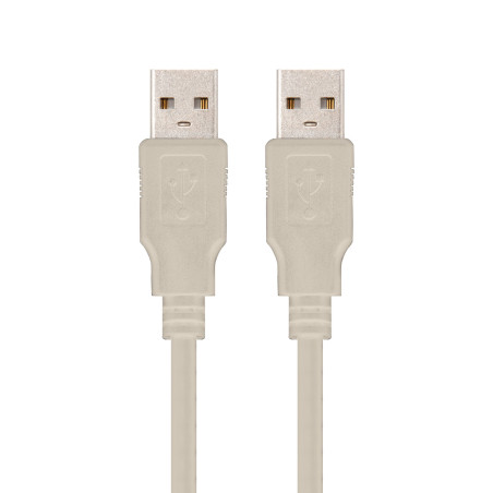 Nanocable 10.01.0302 CABLE USB 2.0, TIPO A/M-A/M, 1.0 M, 1 m, USB A, USB A, USB 2.0, Macho/Macho, Beige