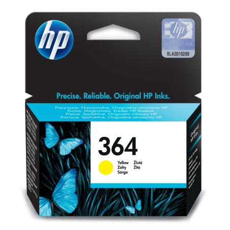 HP CB320EE#ABB Cartucho de tinta original 364 amarillo, Rendimiento estándar, Amarillo, Tinta a base de colorante, 1 pieza(s),