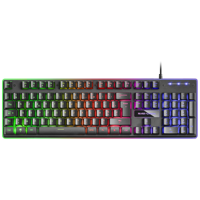 Mars Gaming MCPXBFR MCPXBFR, Combo Teclado H-Mech FRGB, Ratón Ultraligero 10000DPI y Alfombrilla XXL, Negro, Idioma Francés,