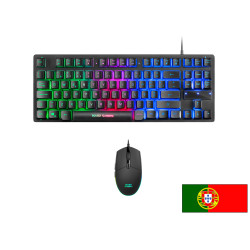 Mars Gaming MCPTKLPT MCPTKLPT, Combo RGB Teclado y Ratón, Diseño TKL, Layout Portugués, Alámbrico, USB, Interruptor de