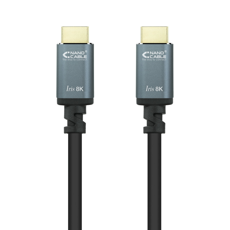 Nanocable 10.15.8000 Cable HDMI 2.1 IRIS 8K A/M-A/M, Negro, 0.5 m, 0,5 m, HDMI tipo A (Estándar), HDMI tipo A (Estándar), 3D,