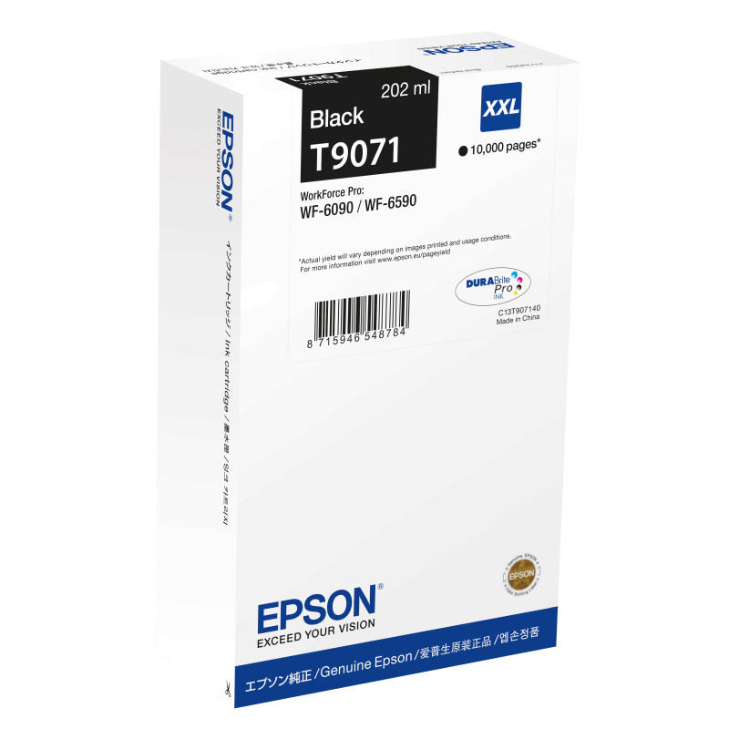 Epson C13T907140 WF-6xxx Ink Cartridge Black XXL, Negro, Tinta a base de pigmentos, 202 ml, 1 pieza(s), 10000 páginas