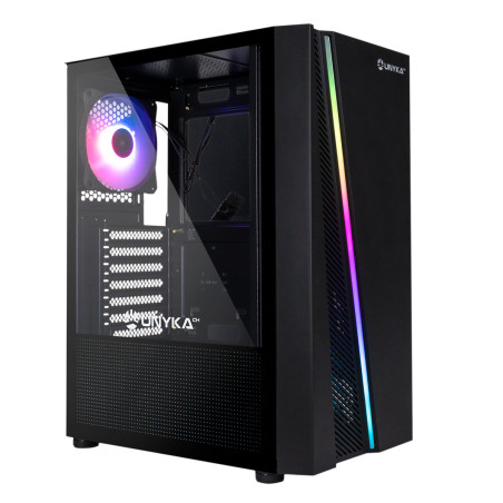 UNYKAch 511301 ATX Glayze Black, Torre, PC, Negro, ATX, ABS sintéticos, SGCC, Vidrio templado, Azul, Verde, Rojo