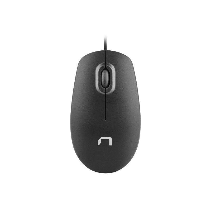 NATEC NMY-1185 Hawk, mano derecha, Laser, USB tipo A, 1000 DPI, Negro