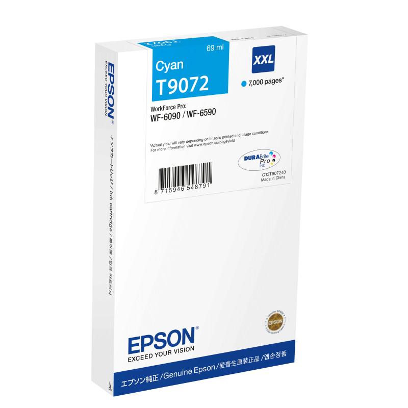 Epson C13T907240 WF-6xxx Ink Cartridge Cyan XXL, Cian, 69 ml, 1 pieza(s), 7000 páginas