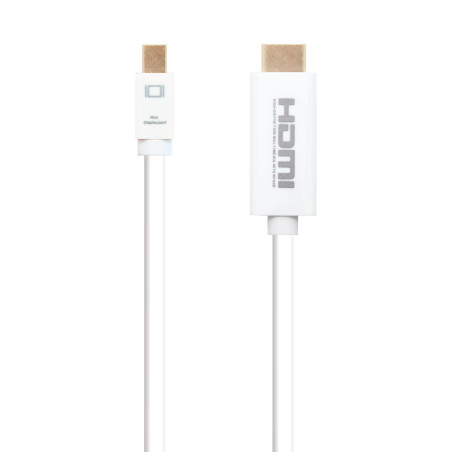 Nanocable 10.15.4005 Cable conversor Mini DP a HDMI, Mini DP/M - HDMI/M, Blanco, 5.0 M, 5 m, Mini DisplayPort, HDMI tipo A