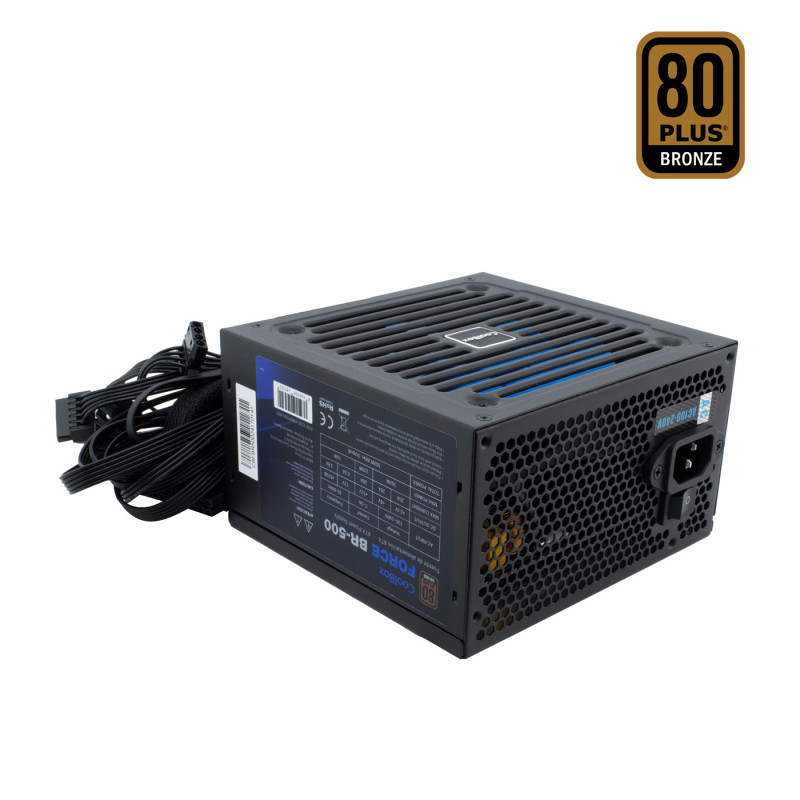 CoolBox COO-PWEP500-85S FUENTE DE ALIMENTACION ATX FORCE-BR 500W 80+ BRONZE RETAIL (100V-240V), 500 W, 100 - 240 V, 50 - 60 Hz,