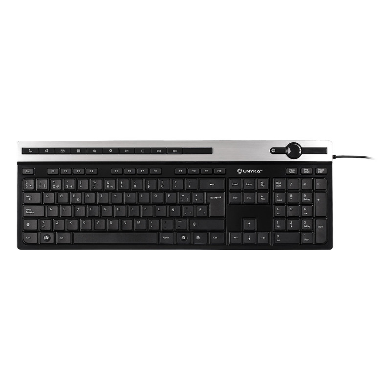 UNYKAch 50534 A 2930, Completo (100%), Alámbrico, USB, Interruptor de membrana, QWERTY, Negro, Plata