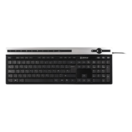 UNYKAch 50534 A 2930, Completo (100%), Alámbrico, USB, Interruptor de membrana, QWERTY, Negro, Plata