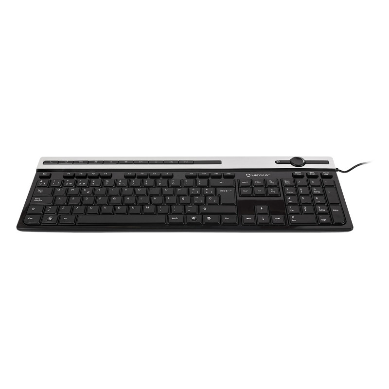 UNYKAch 50534 A 2930, Completo (100%), Alámbrico, USB, Interruptor de membrana, QWERTY, Negro, Plata