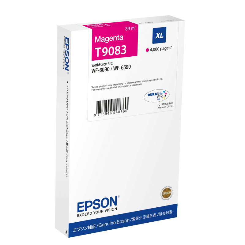 Epson C13T908340 Cartucho T9083 magenta XL, Magenta, Tinta a base de pigmentos, 39 ml, 1 pieza(s), 4000 páginas