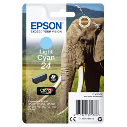 Epson C13T24254012 Elephant Cartucho 24 cian claro, Rendimiento estándar, Cian claro, Tinta a base de pigmentos, 5,1 ml, 1
