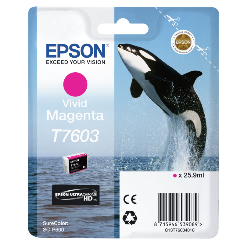 Epson C13T76034010 T7603 Magenta vivo, Magenta vivo, Tinta a base de pigmentos, 25,9 ml, 1 pieza(s)