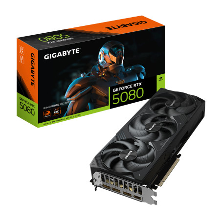 GIGABYTE GV-N5080WF3OC-16GD GeForce RTX 5080 WINDFORCE OC SFF 16G Tarjeta Gráfica - 16GB GDDR7, 256 bits, PCI-E 5.0, 2670MHz