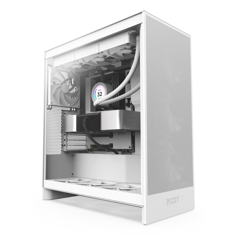 NZXT CM-H72FW-01 H7 Flow, Midi Tower, PC, Blanco, ATX, EATX, micro ATX, Mini-ITX, SGCC, Vidrio templado, 18,5 cm