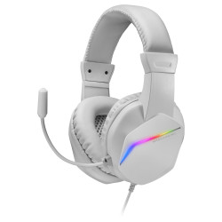 Mars Gaming MH122W MH122 Blanco, Cascos Gaming FRGB Over Ear con Micrófono, Sonido HiFi, Cancelación de Sonido, Ultraligeros,