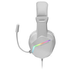 Mars Gaming MH122W MH122 Blanco, Cascos Gaming FRGB Over Ear con Micrófono, Sonido HiFi, Cancelación de Sonido, Ultraligeros, 2