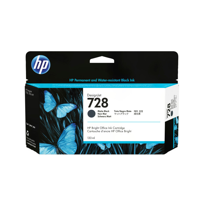 HP 3WX25A Cartucho de tinta DesignJet 728 negro mate de 130 ml, Impresora HP DesignJet de la serie T730, impresora