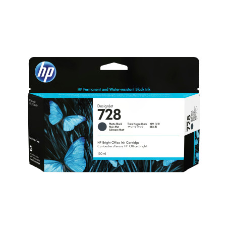 HP 3WX25A Cartucho de tinta DesignJet 728 negro mate de 130 ml, Impresora HP DesignJet de la serie T730, impresora