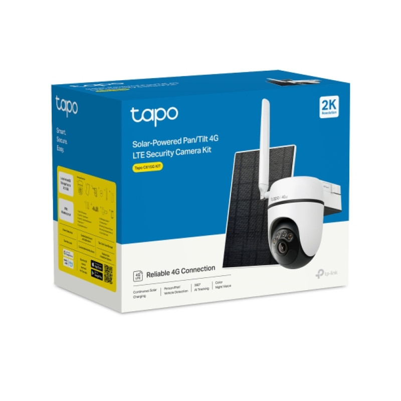 TP-Link TAPO C615G KIT Tapo C615G KIT, Cámara de seguridad IP, Exterior, Inalámbrico, Techo/Pared/Poste, Blanco, Almohadilla