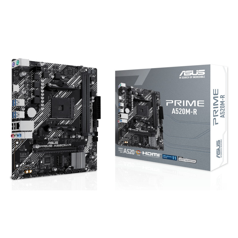 ASUS 90MB1H60-M0EAY0 PRIME A520M-R, AMD, Zócalo AM4, AMD Ryzen 3000 Series, AMD Ryzen 5000 Series, Zócalo AM4, DDR5-SDRAM, 64