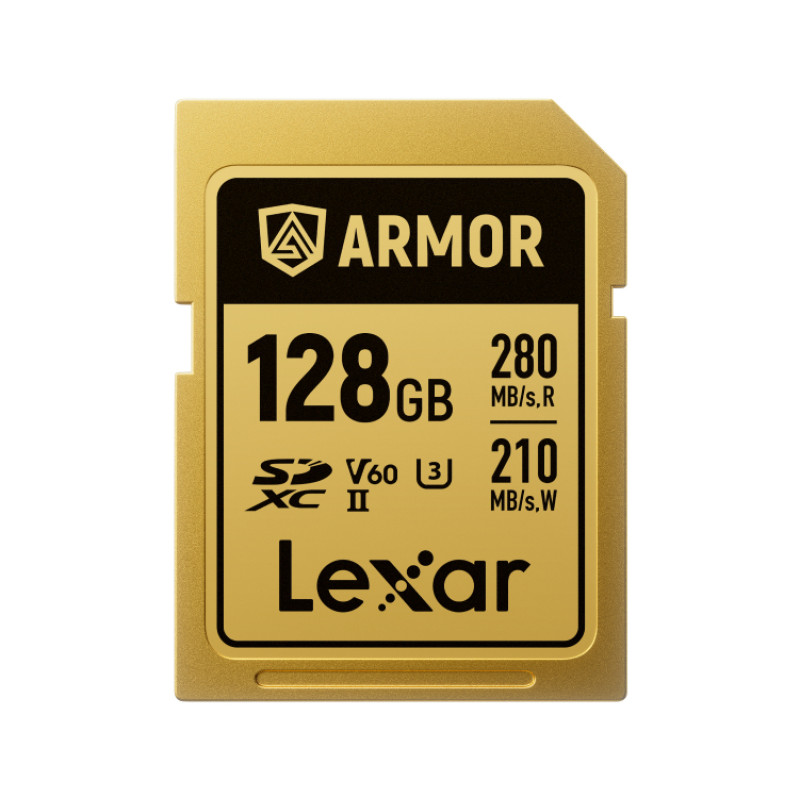 Lexar LSDAMGL128G-RNNNG Armor Gold, 128 GB, SDXC, UHS-II, 280 MB/s, 210 MB/s, Class 3 (U3)
