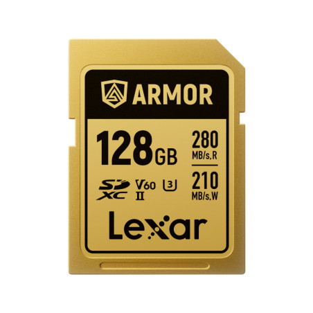 Lexar LSDAMGL128G-RNNNG Armor Gold, 128 GB, SDXC, UHS-II, 280 MB/s, 210 MB/s, Class 3 (U3)