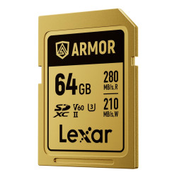 Lexar LSDAMGL064G-RNNNG ARMOR GOLD, 64 GB, SDXC, UHS-II, 280 MB/s, 210 MB/s, Class 3 (U3) 2