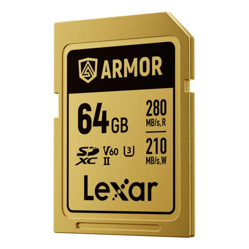 Lexar LSDAMGL064G-RNNNG ARMOR GOLD, 64 GB, SDXC, UHS-II, 280 MB/s, 210 MB/s, Class 3 (U3)