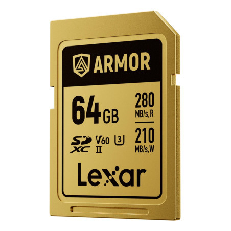 Lexar LSDAMGL064G-RNNNG ARMOR GOLD, 64 GB, SDXC, UHS-II, 280 MB/s, 210 MB/s, Class 3 (U3)