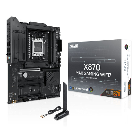 ASUS 90MB1LY0-M0EAY0 X870 MAX GAMING WIFI7, AMD, Zócalo AM5, AMD Ryzen 7000 Series, AMD Ryzen 8000 Series, AMD Ryzen 9000