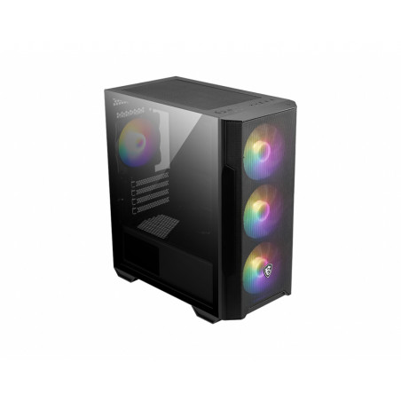 MSI MAG FORGE M100R MAG Forge M100R, Midi Tower, PC, Negro, Transparente, micro ATX, Mini-ITX, Vidrio templado, Juego