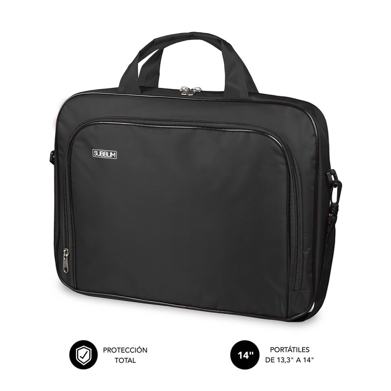 SUBBLIM SUB-LB-1OLB030 Maletín Ordenador Oxford Laptop Bag 13,3"-14" Black, Maletín Toploader, 35,6 cm (14"), Tirante para