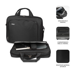 SUBBLIM SUB-LB-1OLB030 Maletín Ordenador Oxford Laptop Bag 13,3"-14" Black, Maletín Toploader, 35,6 cm (14"), Tirante para 2