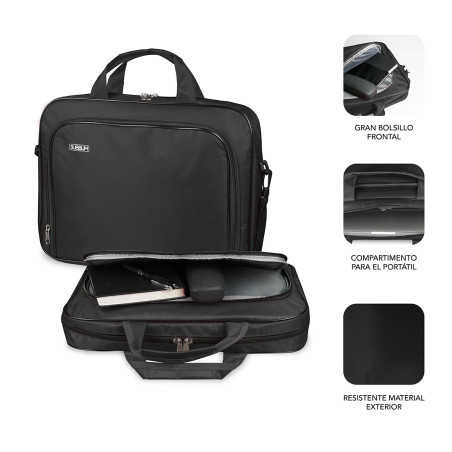SUBBLIM SUB-LB-1OLB030 Maletín Ordenador Oxford Laptop Bag 13,3"-14" Black, Maletín Toploader, 35,6 cm (14"), Tirante para