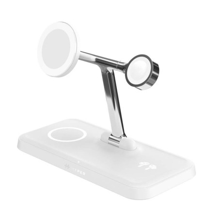 HYPER HJ3004WHGL HJ3004WHGL, Interior, CC, USB, Cargador inalámbrico, Plata, Blanco