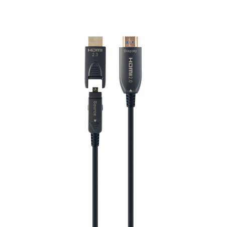 Gembird CCBP-HDMID-AOC-30M CCBP-HDMID-AOC-30M, 30 m, HDMI tipo A (Estándar), HDMI tipo D (Micro), 18 Gbit/s, Negro