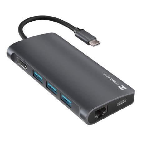 NATEC NMP-2162 NMP-2162, Alámbrico, USB 3.2 Gen 1 (3.1 Gen 1) Type-C, 100 W, 100,1000 Mbit/s, Gris, Dark grey