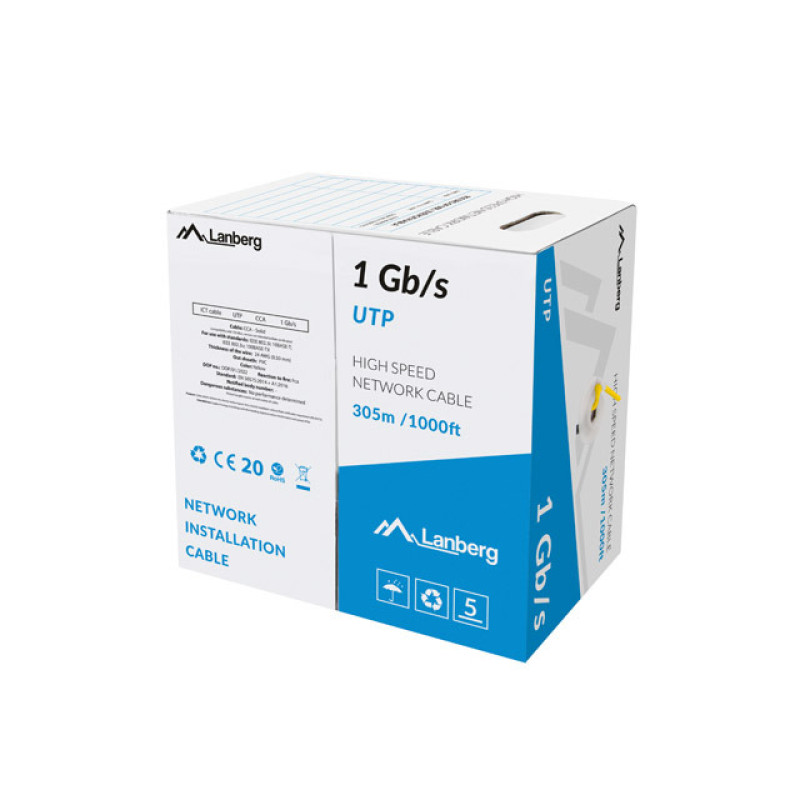 Lanberg LCU6-10CC-0305-Y LCU6-10CC-0305-Y, 305 m, U/UTP (UTP), Amarillo