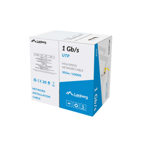 Lanberg LCU6-10CC-0305-Y LCU6-10CC-0305-Y, 305 m, U/UTP (UTP), Amarillo
