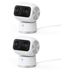 Eufy T8416321 Security Indoor Cam S350, cámara doble, cámara de seguridad con resolución 4K UHD, zoom de 8× y PTZ de 360°, 2