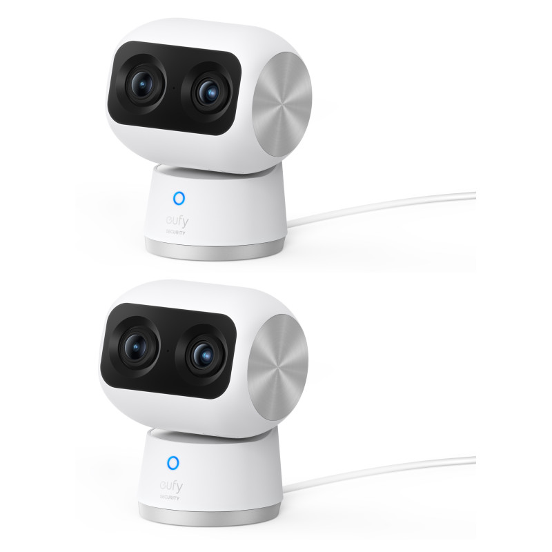 Eufy T8416321 Security Indoor Cam S350, cámara doble, cámara de seguridad con resolución 4K UHD, zoom de 8× y PTZ de 360°,