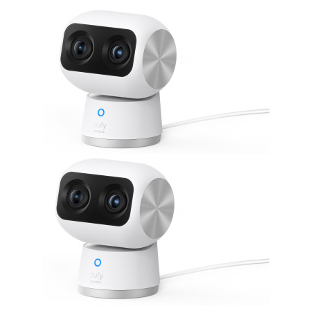 Eufy T8416321 Security Indoor Cam S350, cámara doble, cámara de seguridad con resolución 4K UHD, zoom de 8× y PTZ de 360°,