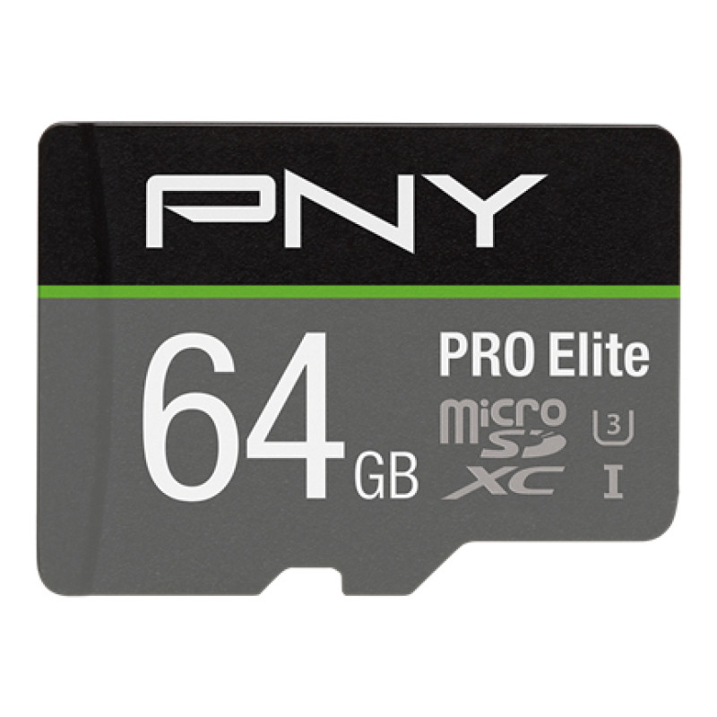 PNY P-SDU64GV31100PRO-GE PRO Elite, 64 GB, MicroSDXC, Clase 10, UHS-I, 100 MB/s, Class 3 (U3)